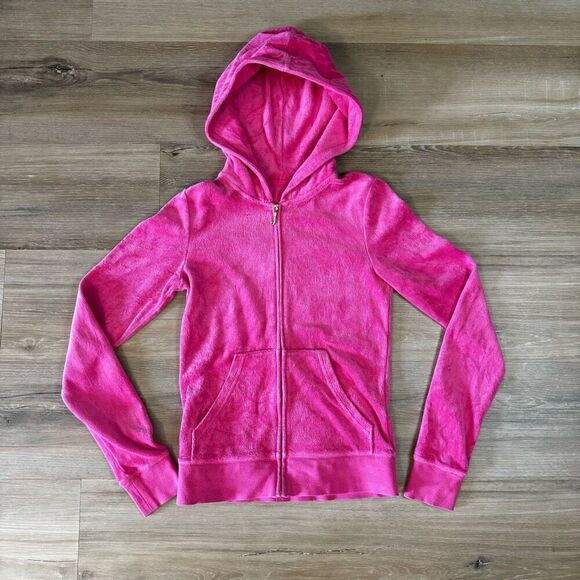 Juicy Couture Women's XS Magenta Pink Velour Jogger & Hoodie Track Suit Y2K - Picture 4 of 15